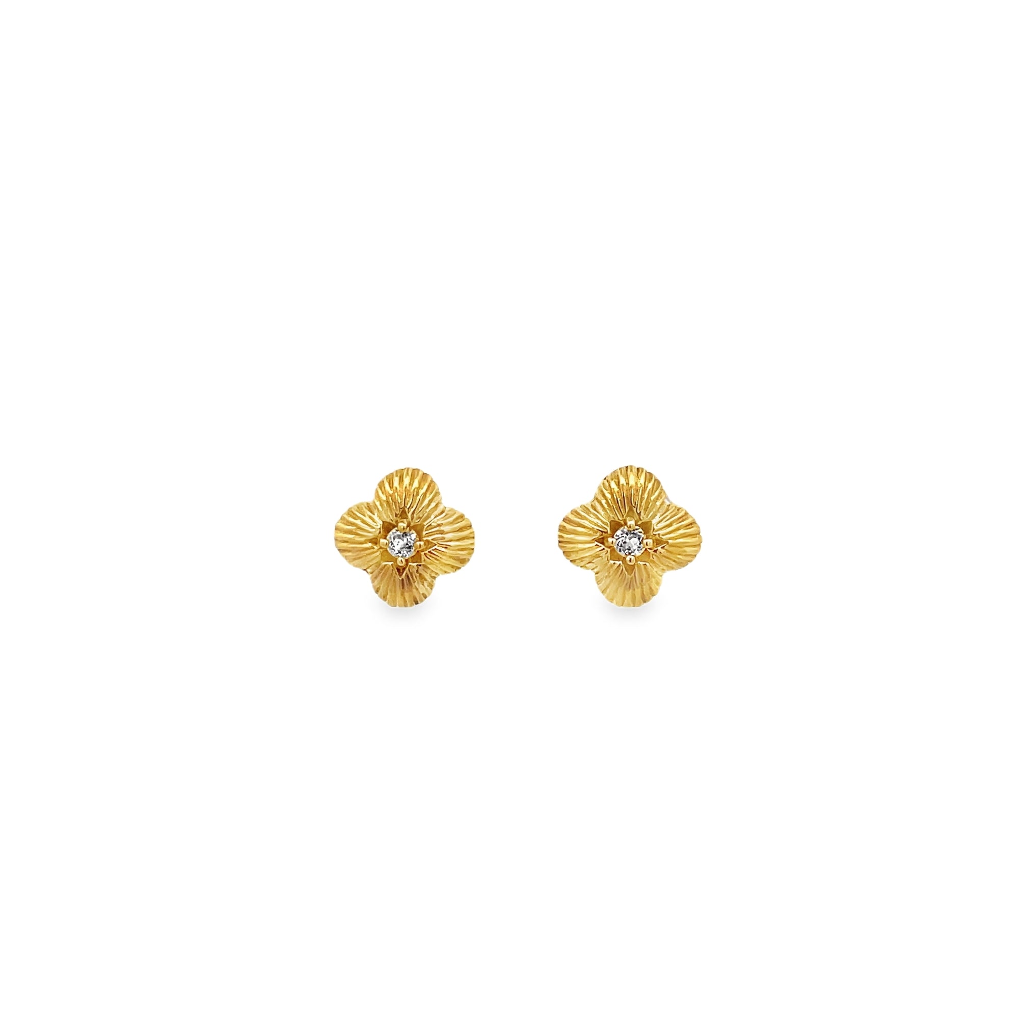 WHITE TOPAZ FLOWER EARRING SET IN 925 GOLD PLATED