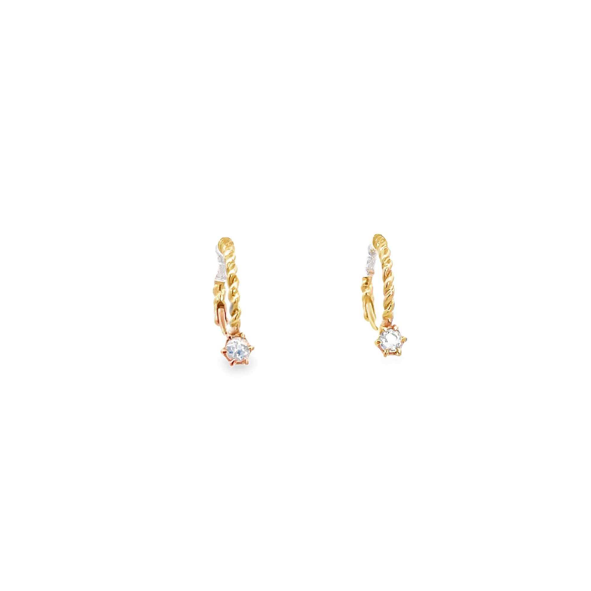 MOONSTONE HUGGIES SET IN 925 YELLOW GOLD