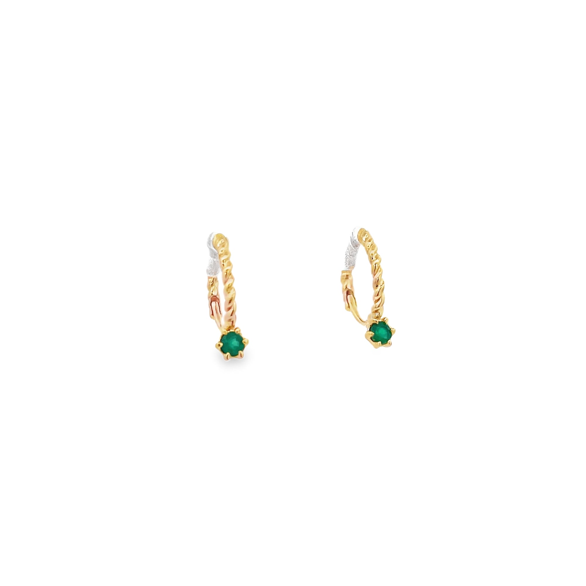 GREEN ONYX HUGGIES EARRINGS SET IN 925 GOLD PLATED