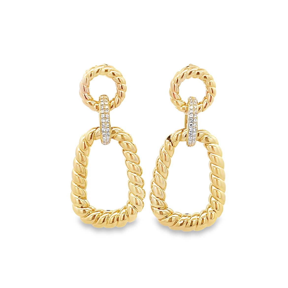 14K GOLD TWO CIRCLE TWISTED EARRINGS