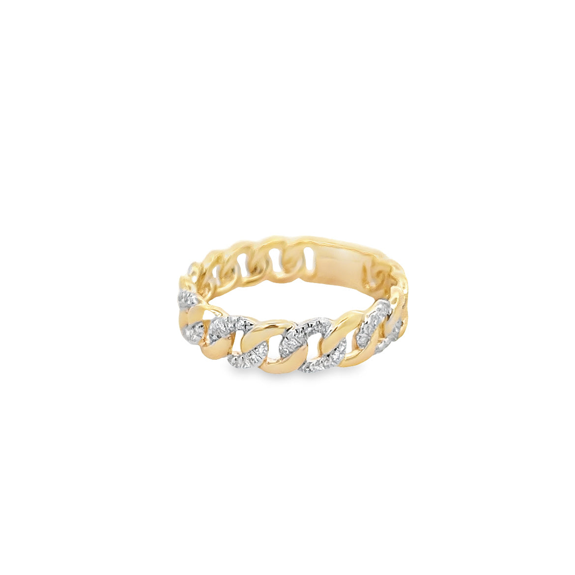 14K GOLD DIAMOND CUBAN RING