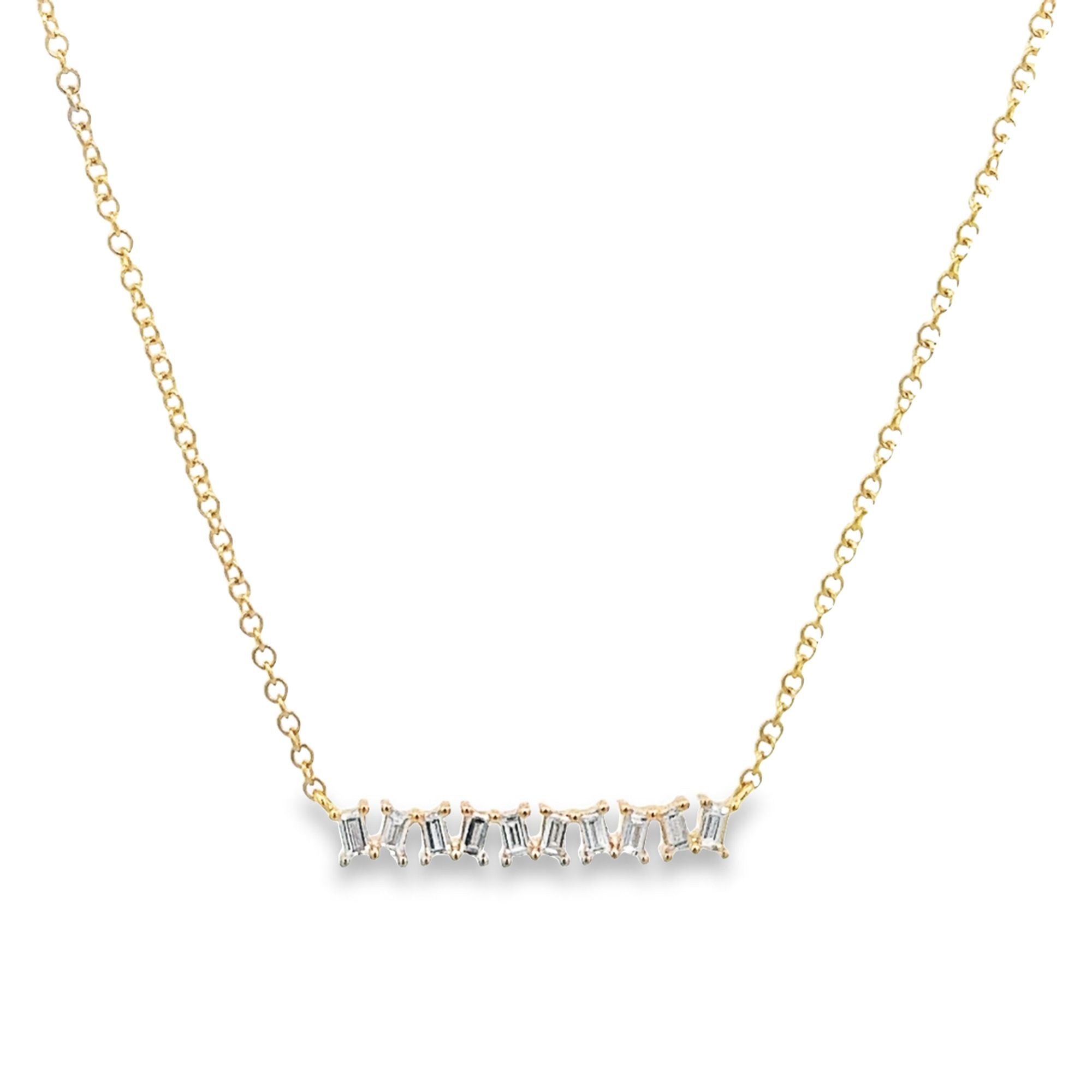 TOPAZ BAR BAGUETTE NECKLACE SET IN 14K YELLOW GOLD