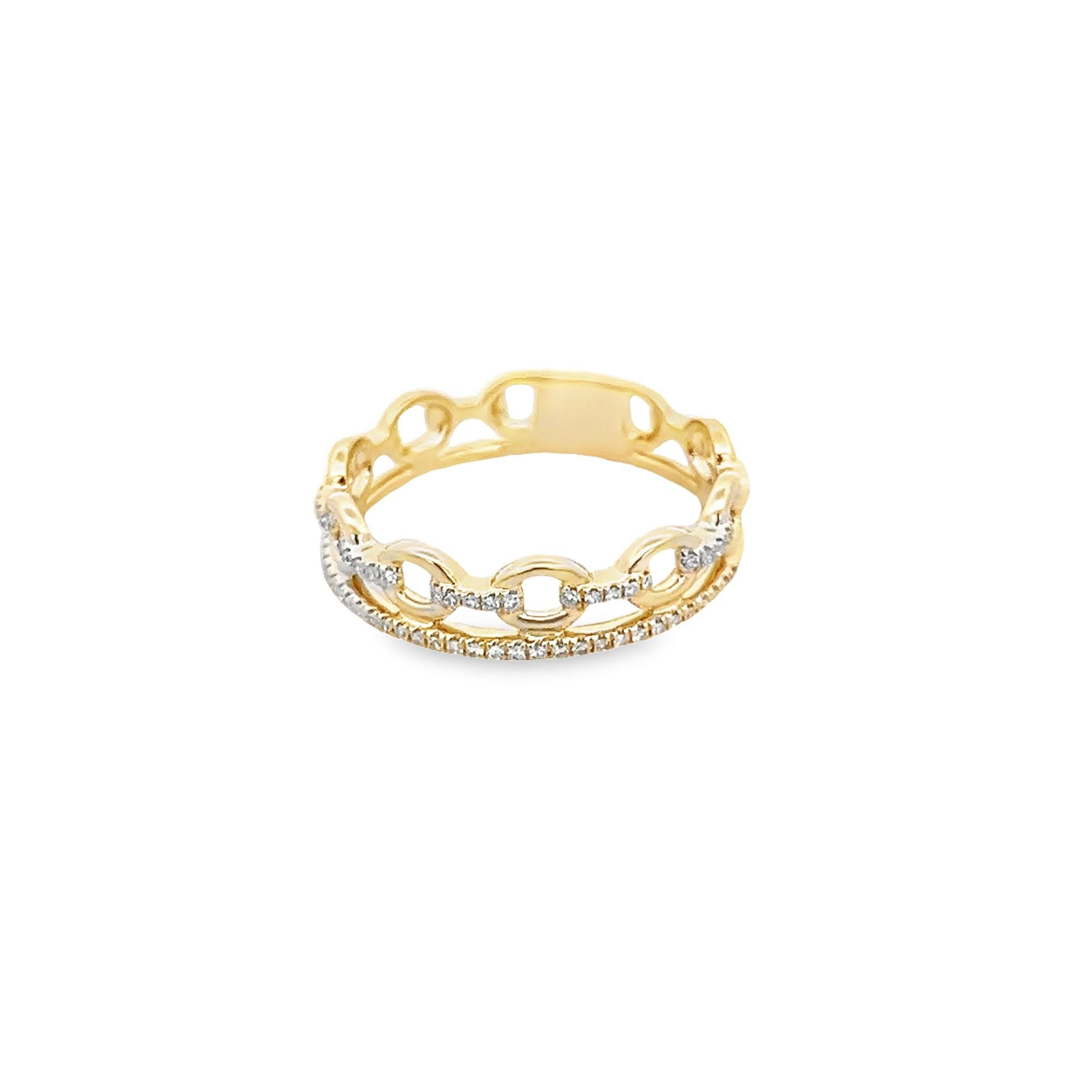 DIAMOND LINK AND SEMI-INFINITY RING SET IN 14K YELLOW GOLD