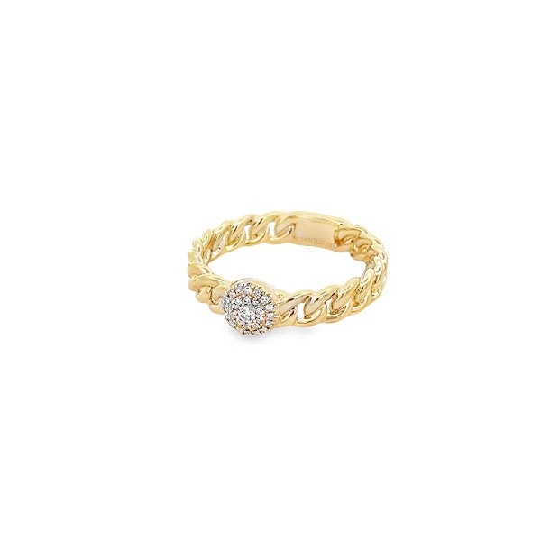 DIAMOND PAVE HALO RING IN 14K YELLOW GOLD