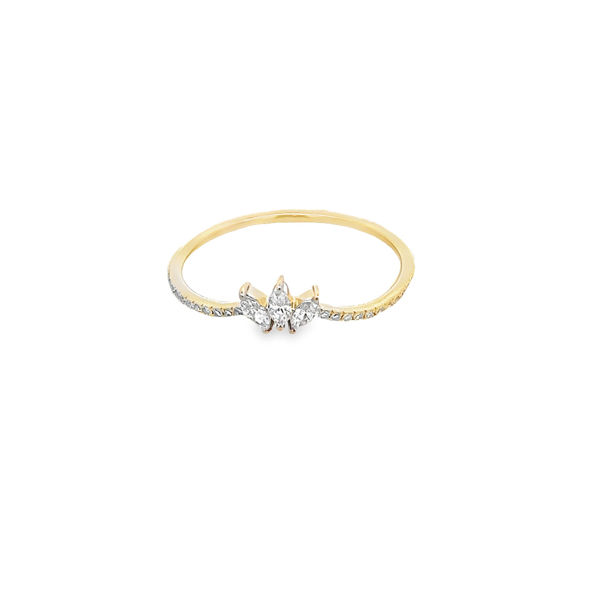 14K GOLD SEMI INFINITY WITH TRIPLE MARQUISE DIAMOND RING