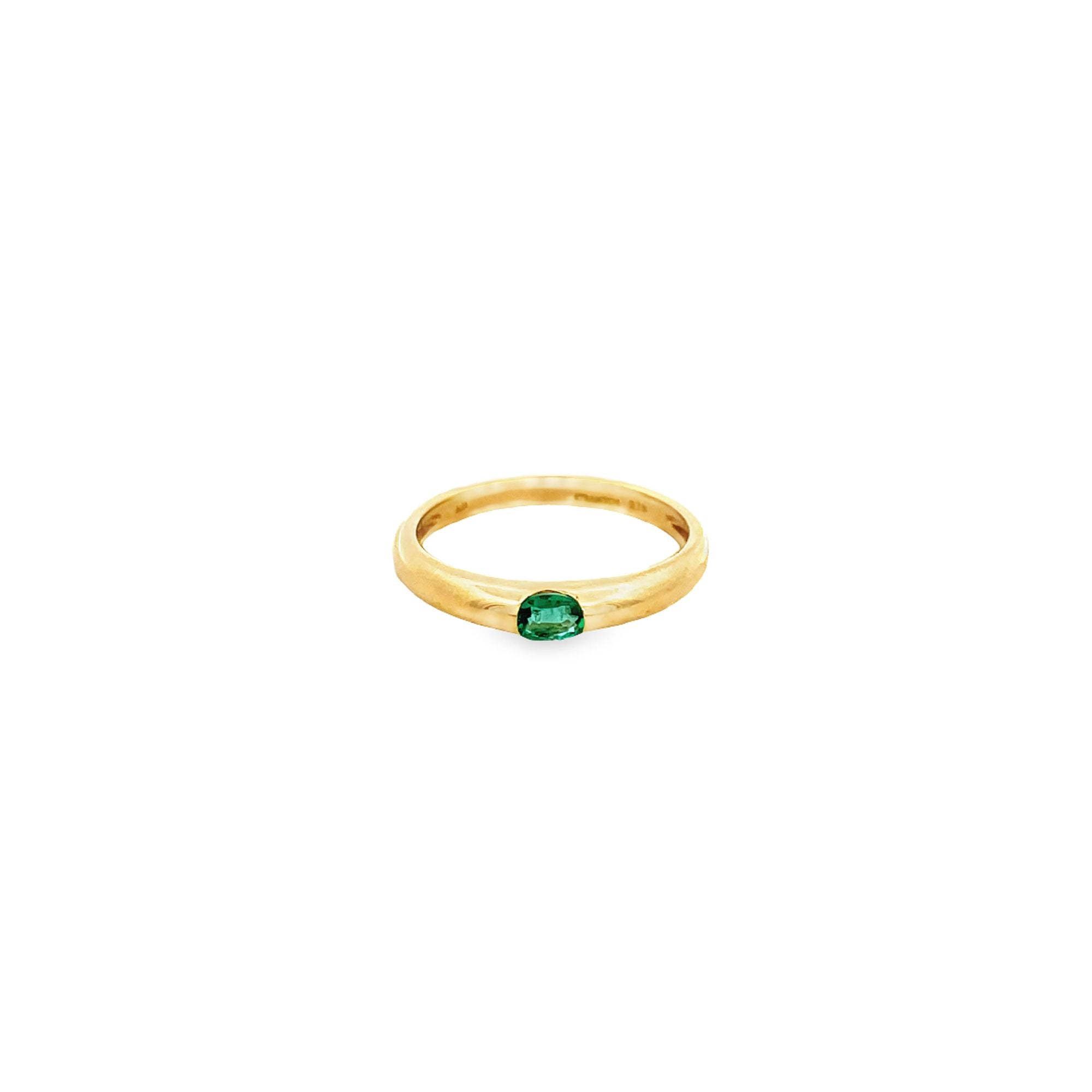 EMERALD SLIM SIGNET RING SET IN 18K YELLOW GOLD