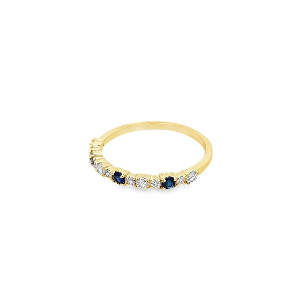 DIAMOND AND BLUE SAPPHIRE SEMI INFINITY RING ST IN 18K YELLOW GOLD