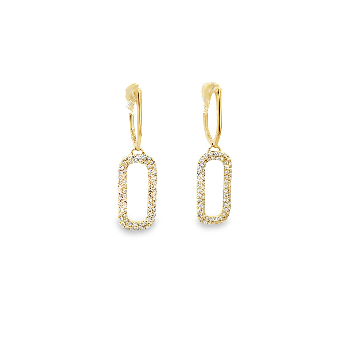 PENDIENTES CON CLIP DE PAPEL PAVE EN ORO DE 18 K