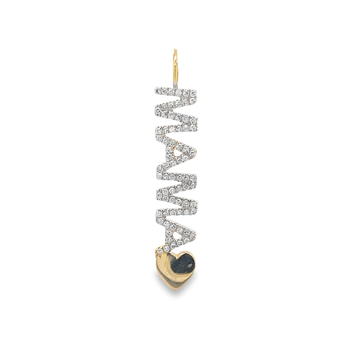 CHARM DE MAMÁ EN ORO DE 14 K CON DIAMANTES PAVÉ