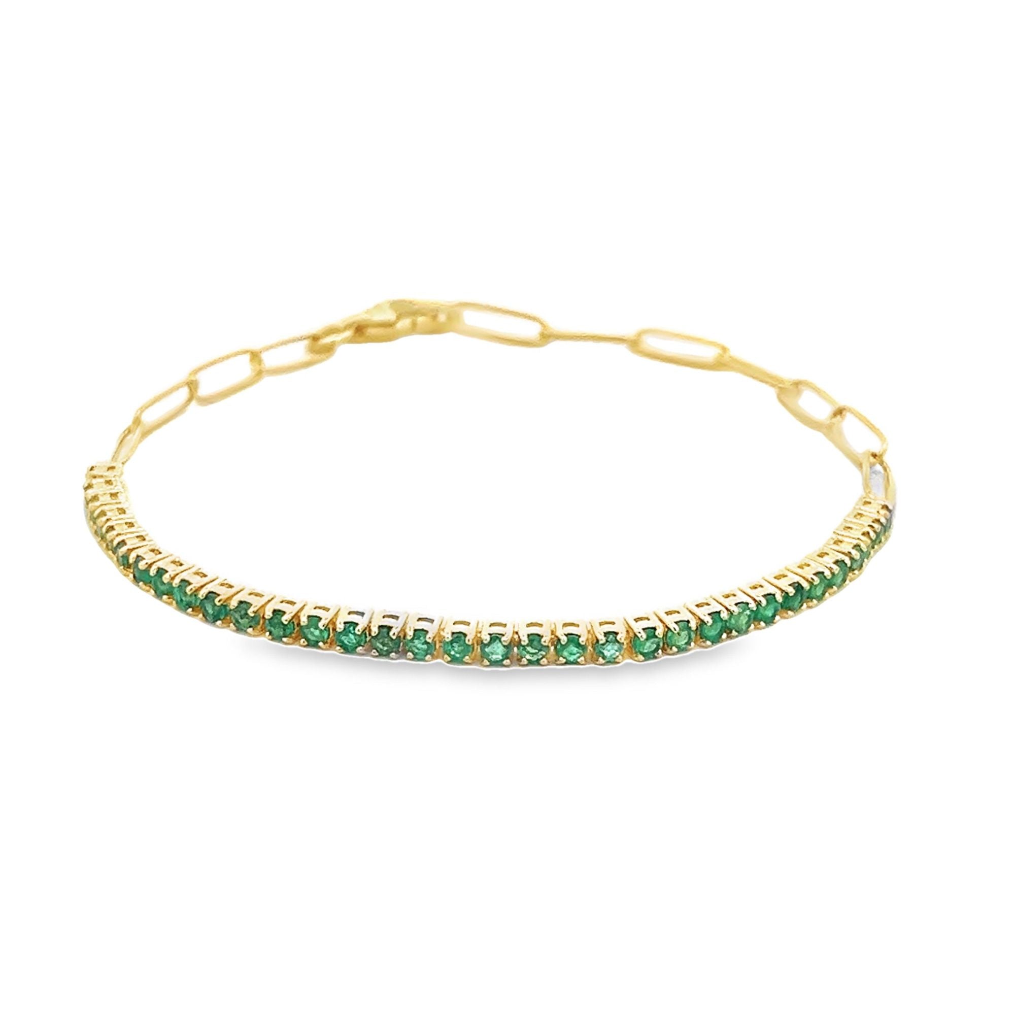 EMERALD TENNIS BRACELET SET IN 18K YELLOW GOLD