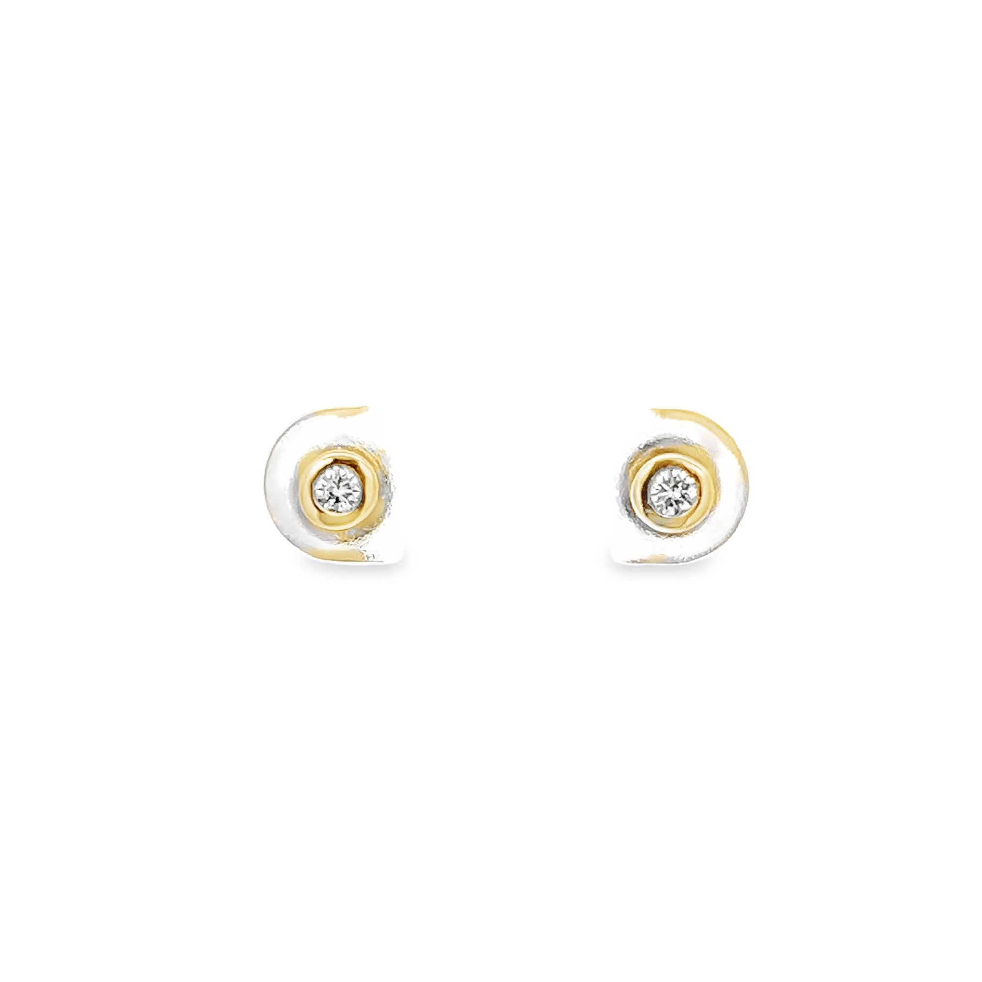 ROUND DIAMOND STUD EARRINGS SET IN 14K YELLOW GOLD