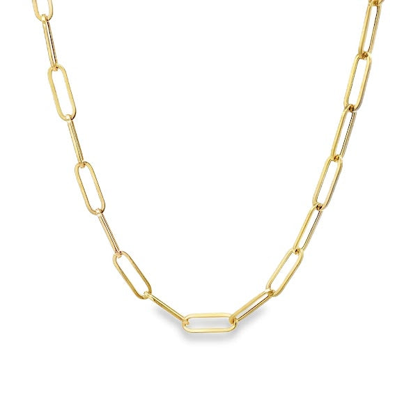 18 INCH PAPER CLIP LINKS CHAIN SET IN 14K YELLOW GOLD