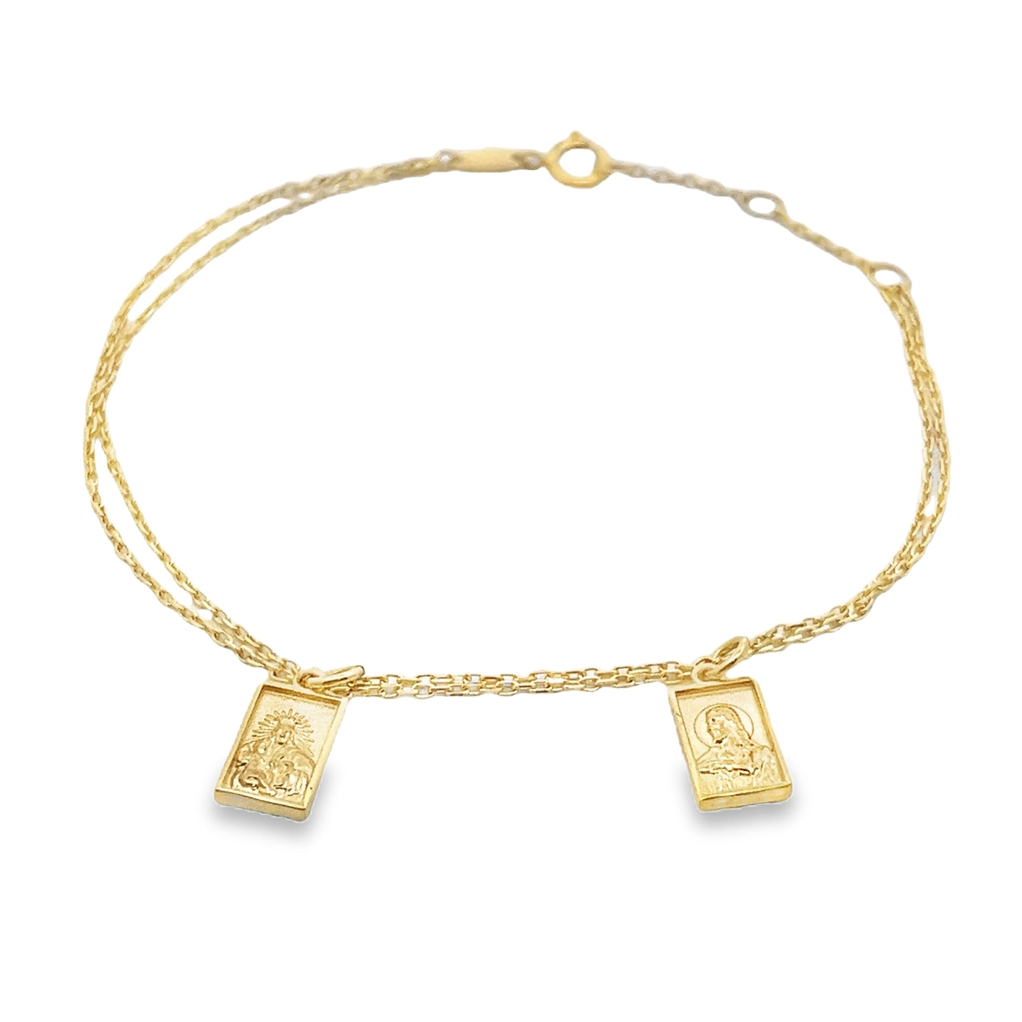 SACRED HEART SCAPULAR BRACELET SET IN 14K YELLOW GOLD