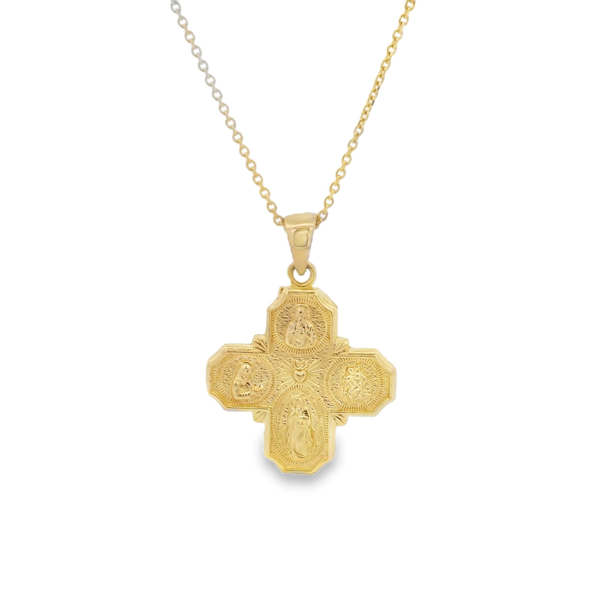 4 WAY CROSS MEDAL IN 14K YELLOW GOLD