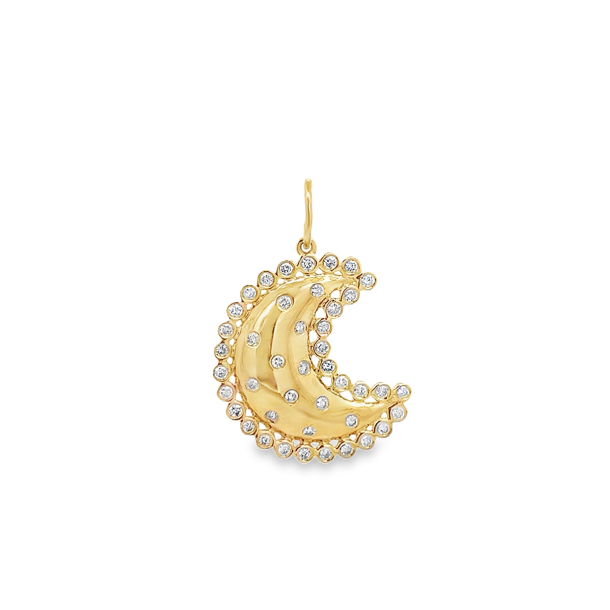 MOON WITH DIAMONDS CHARM SET IN 14K YELLOW GOLD