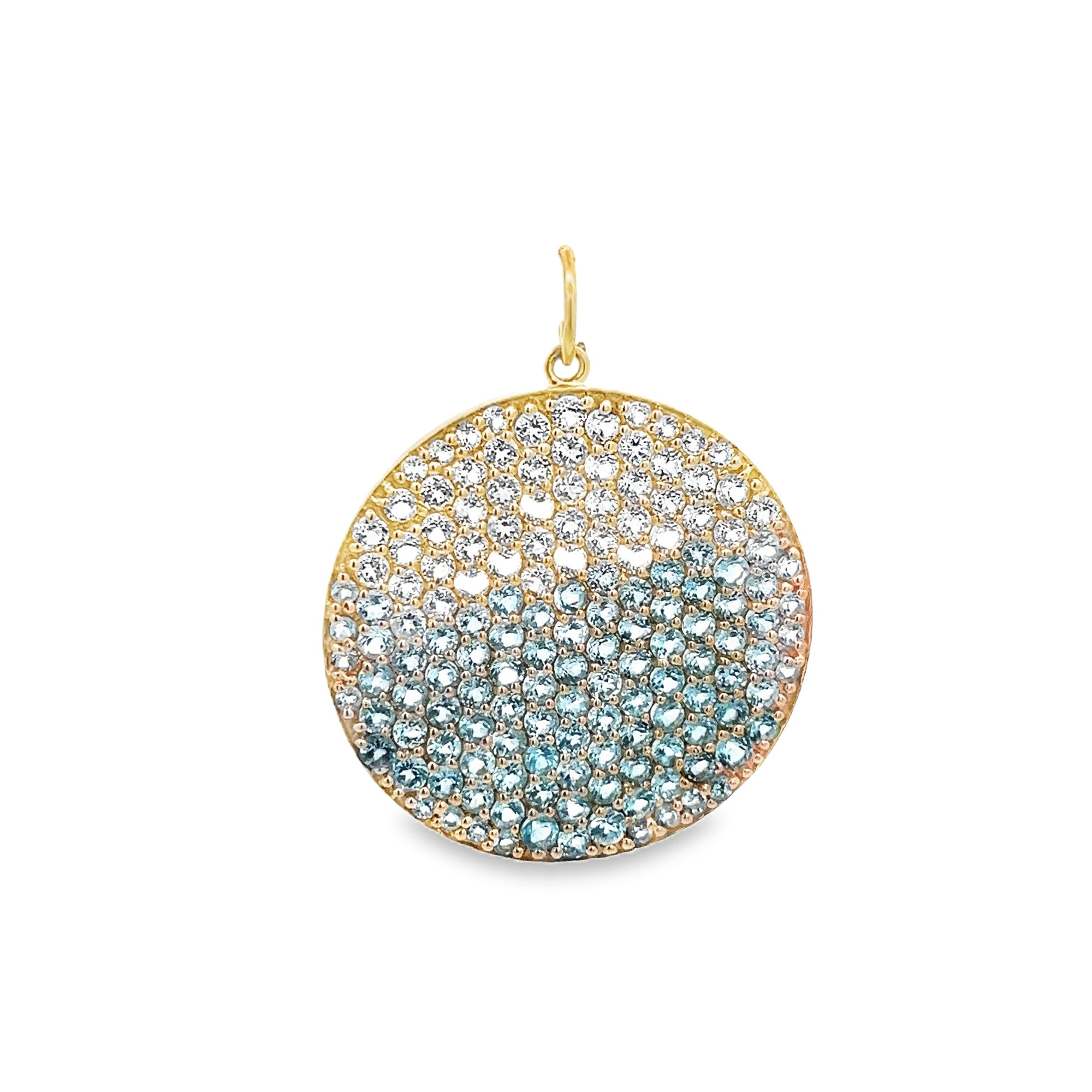 TOPAZ PAVÉ ROUND CHARM SET IN 14K YELLOW GOLD