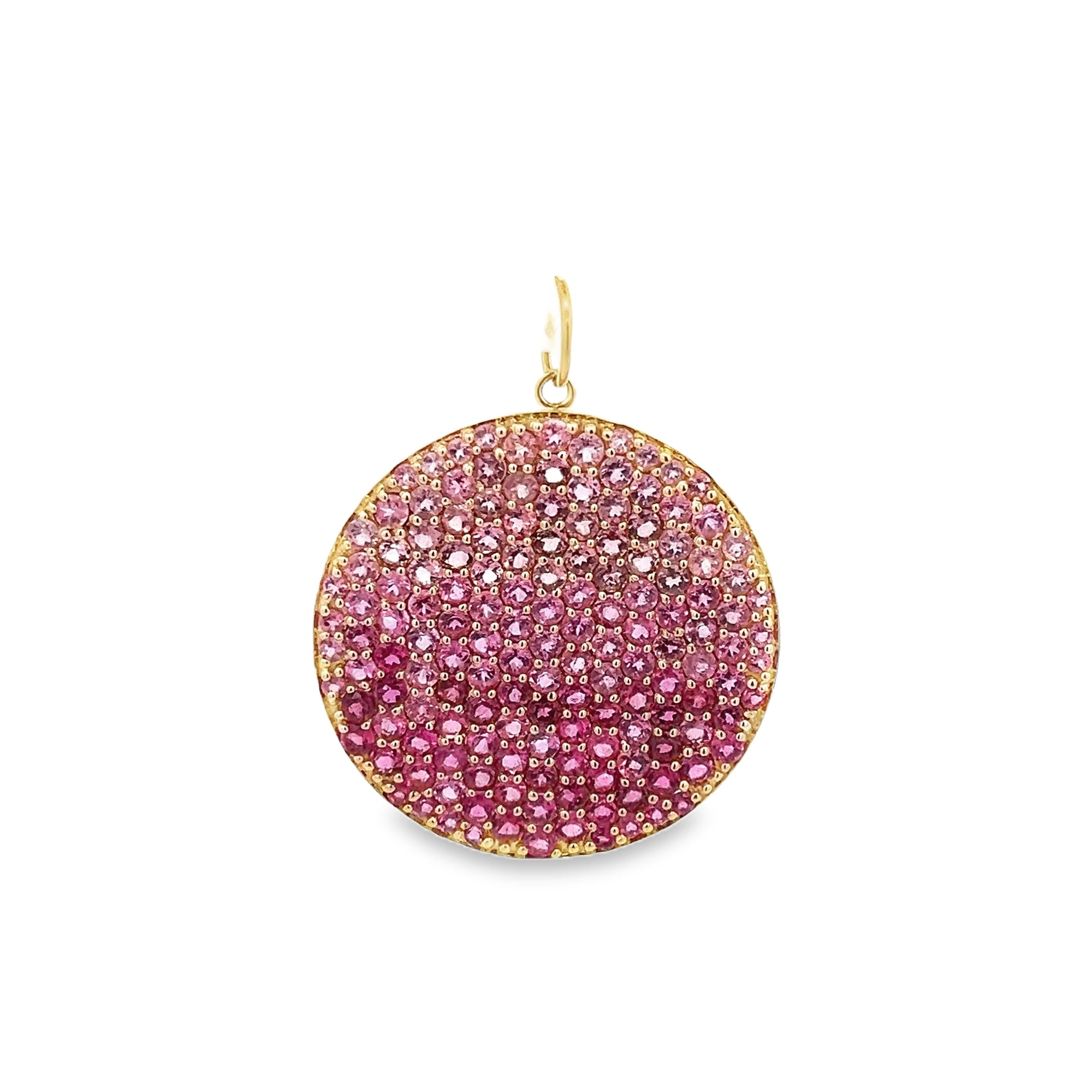 TOURMALINE PAVÉ ROUND CHARM SET IN 14K YELLOW GOLD