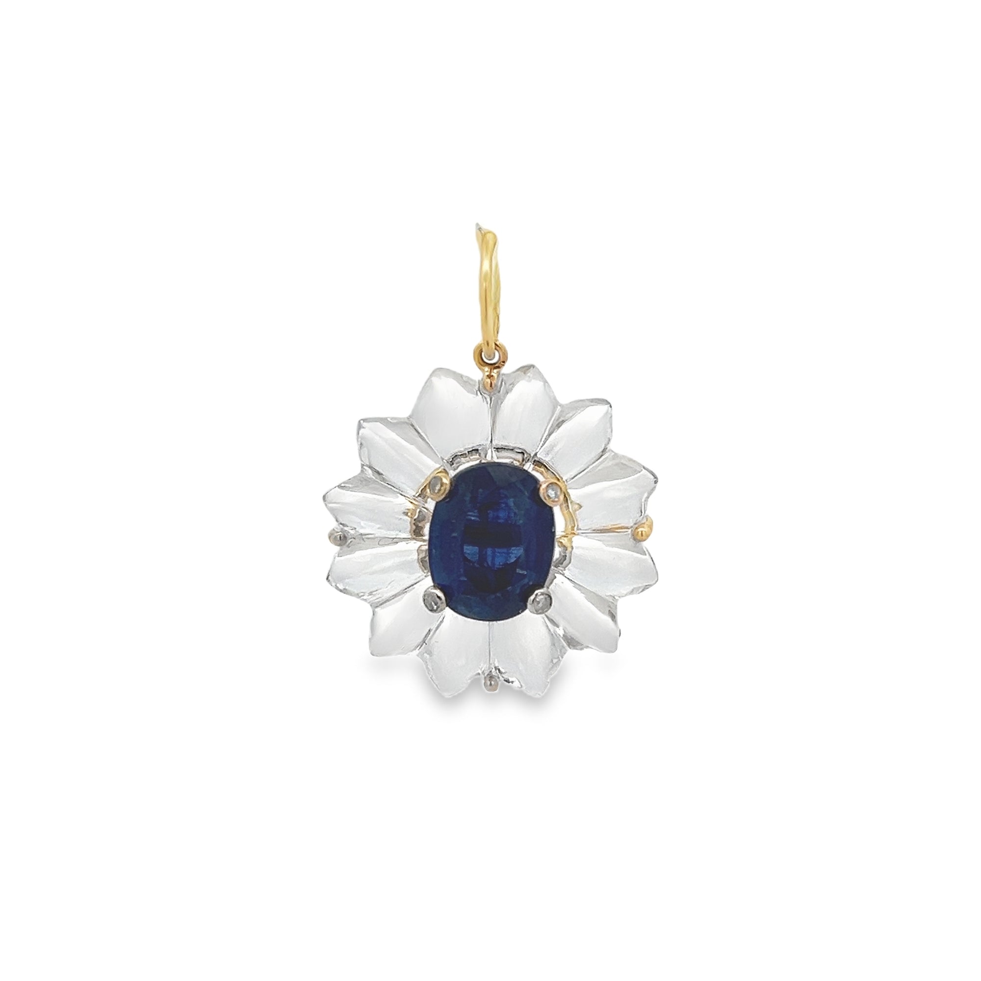 KYANITE WITH TOPAZ AND DIAMONDS DAISY CHARM SET IN 14K YELLOW GOLD