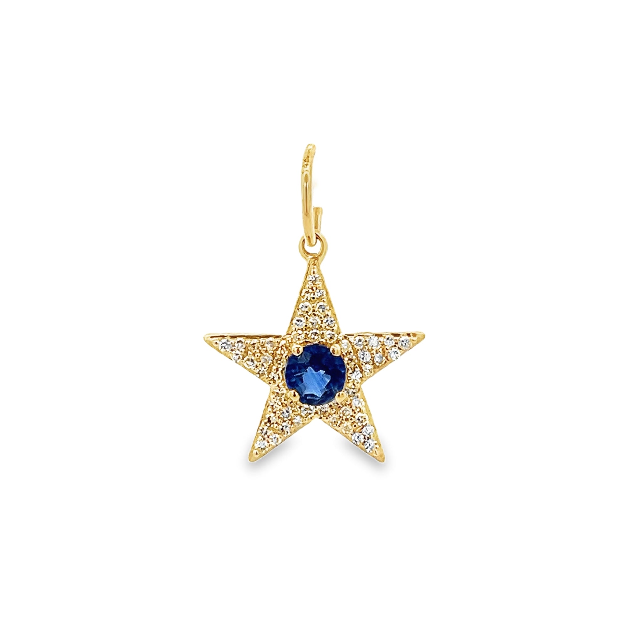 SMALL KYANITE WITH DIAMOND PAVÉ STAR CHARM SET IN 14K YELLOW GOLD