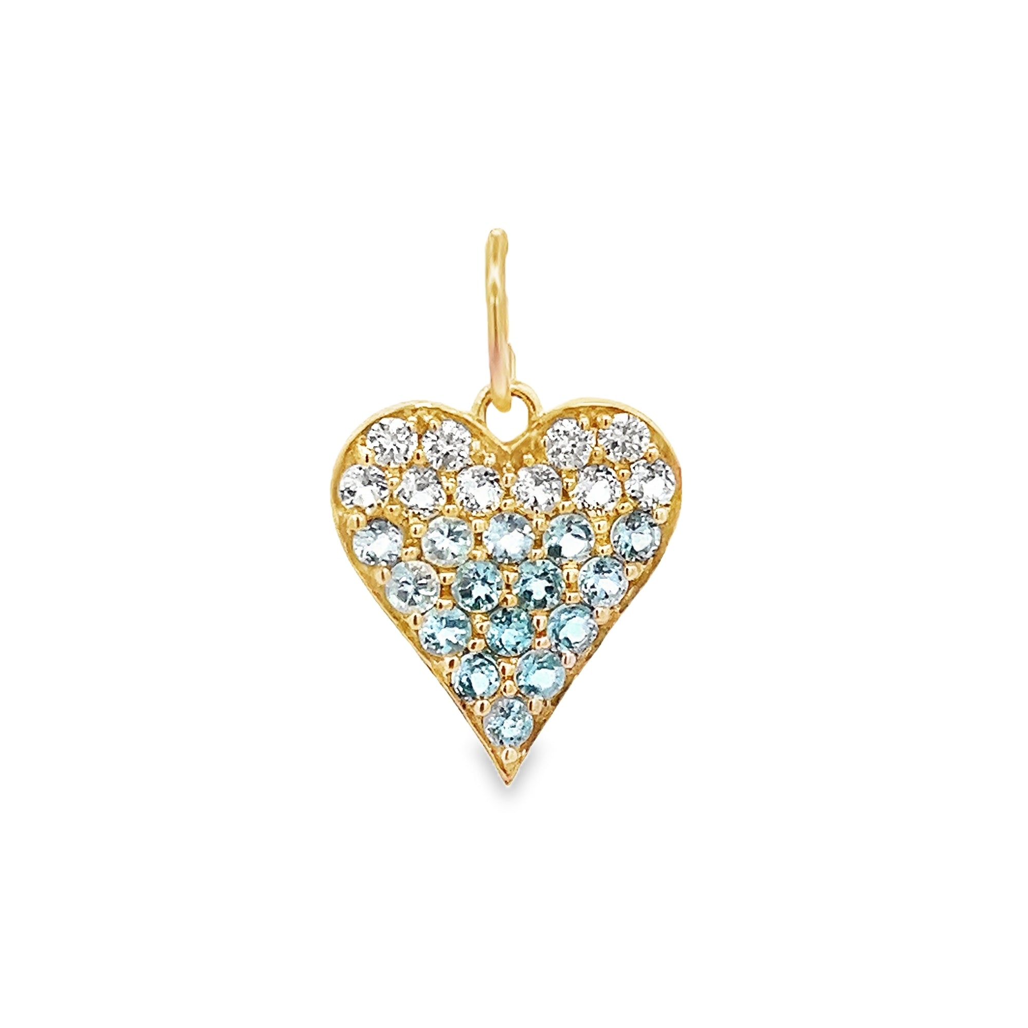 SMALL TOPAZ PAVÉ HEART CHARM SET IN 14K YELLOW GOLD