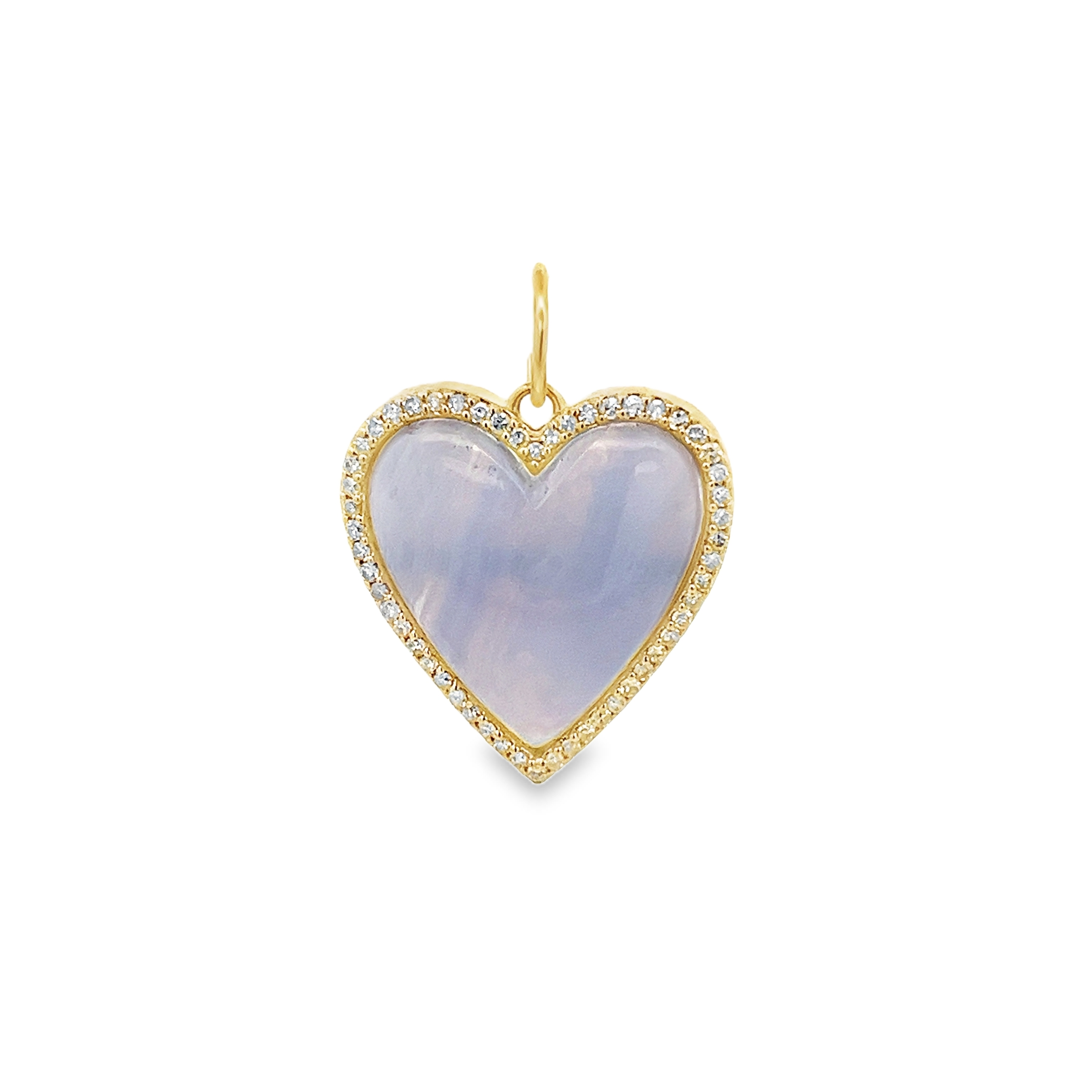 AGATE HEART WITH DIAMOND HALO CHARM SET IN 14K YELLOW GOLD