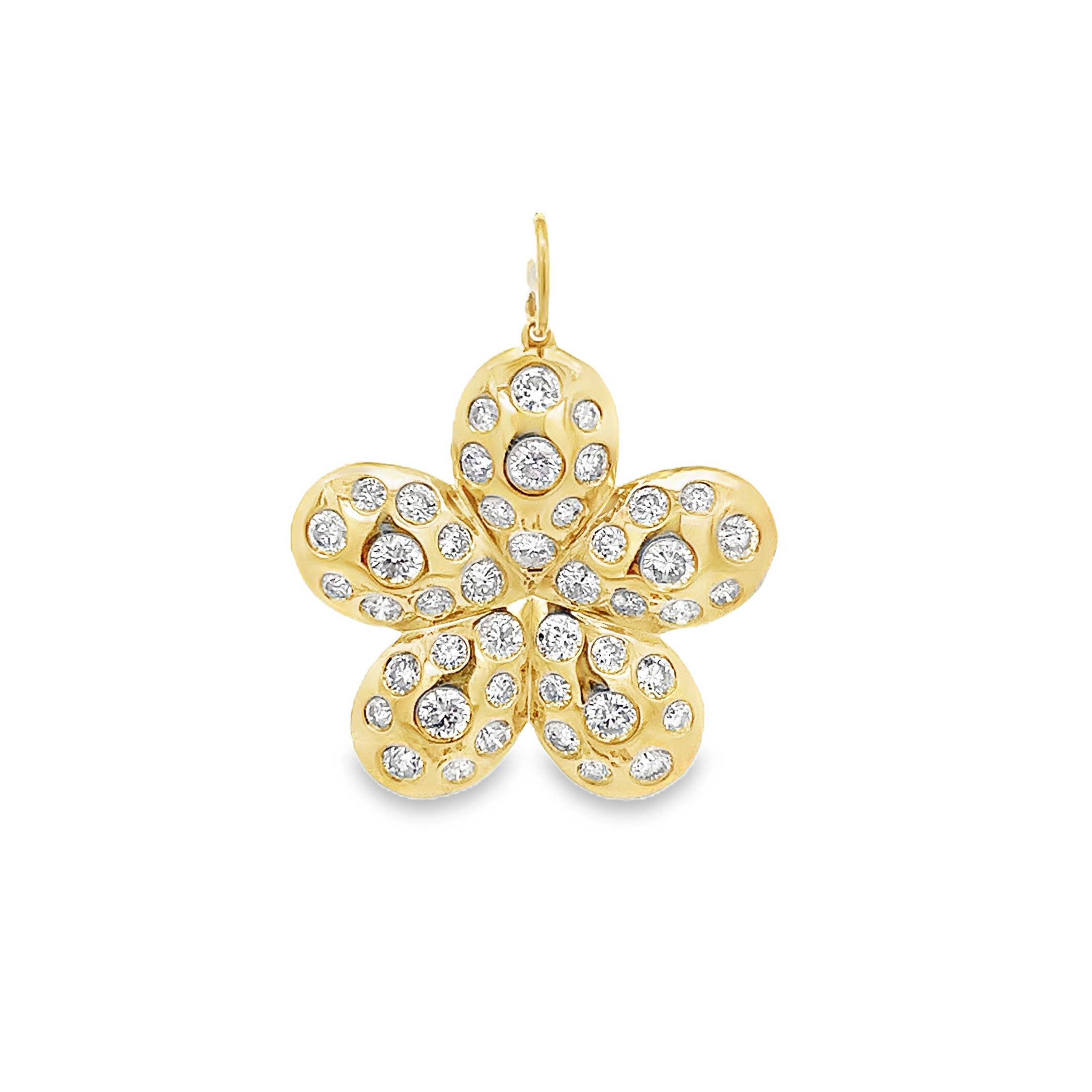 FLOWER CHARM WITH DIAMONDS SET IN 14K YELLOW GOLD