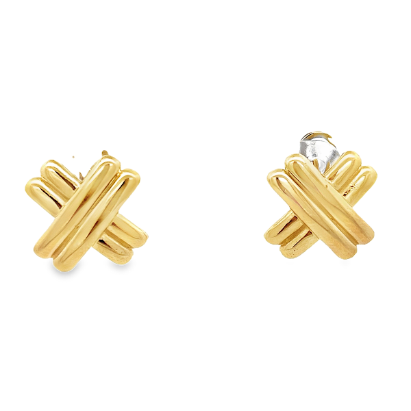 DOUBLE X EARRINGS SET IN 14K YELLOW GOLD