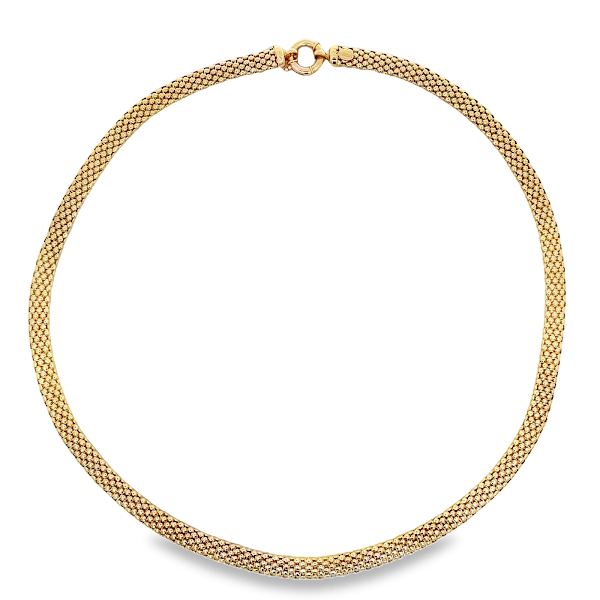 MESH NECKLACE SET IN 14K YELLOW GOLD