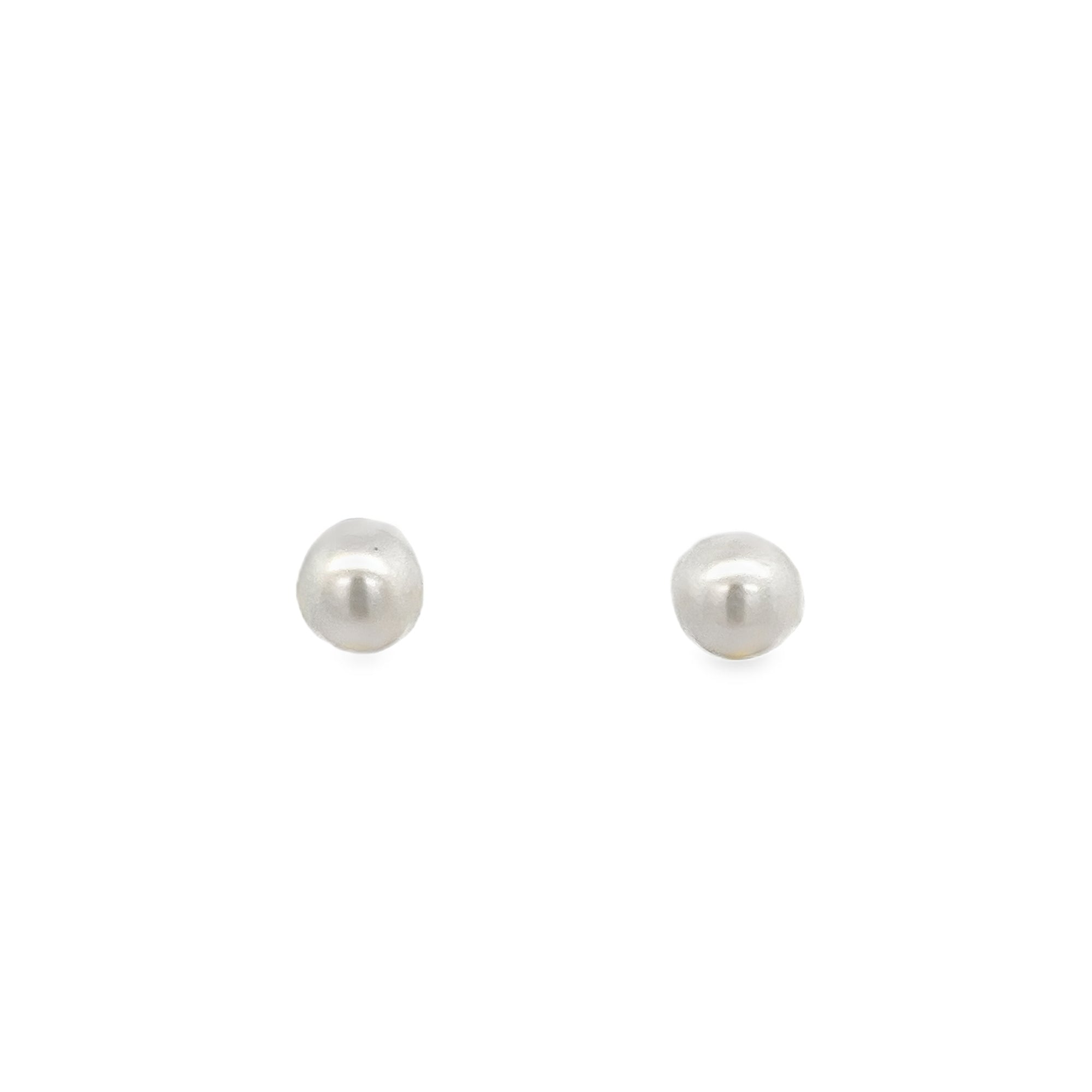 ROUND PEARL STUD EARRINGS SET IN 18K WHITE GOLD