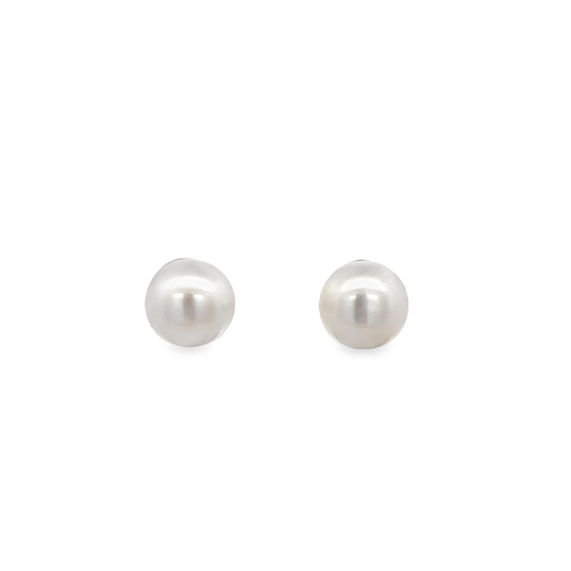 ROUND PEARL STUD EARRINGS SET IN 18K WHITE GOLD