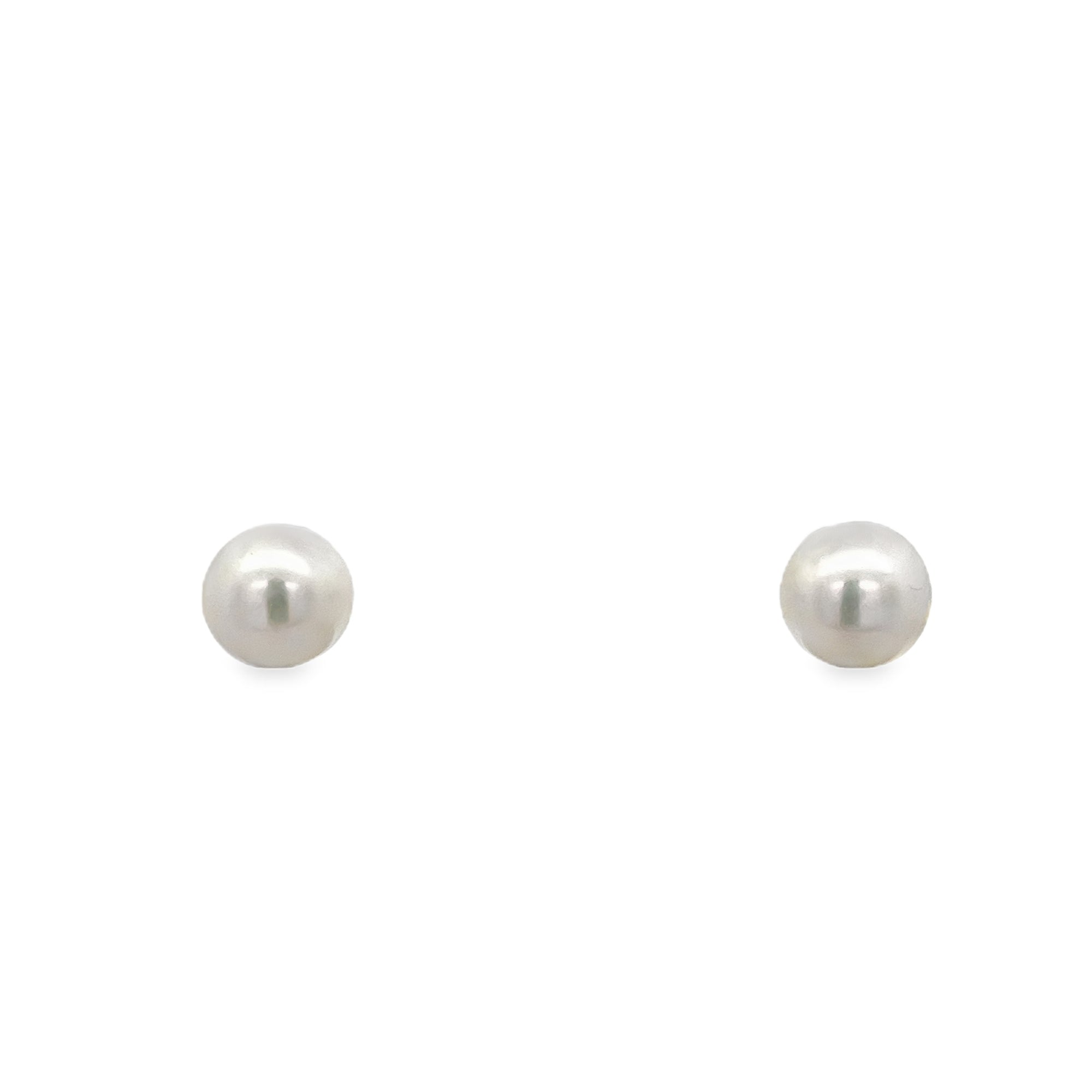 ROUND PEARL STUD EARRINGS SET IN 18K WHITE GOLD