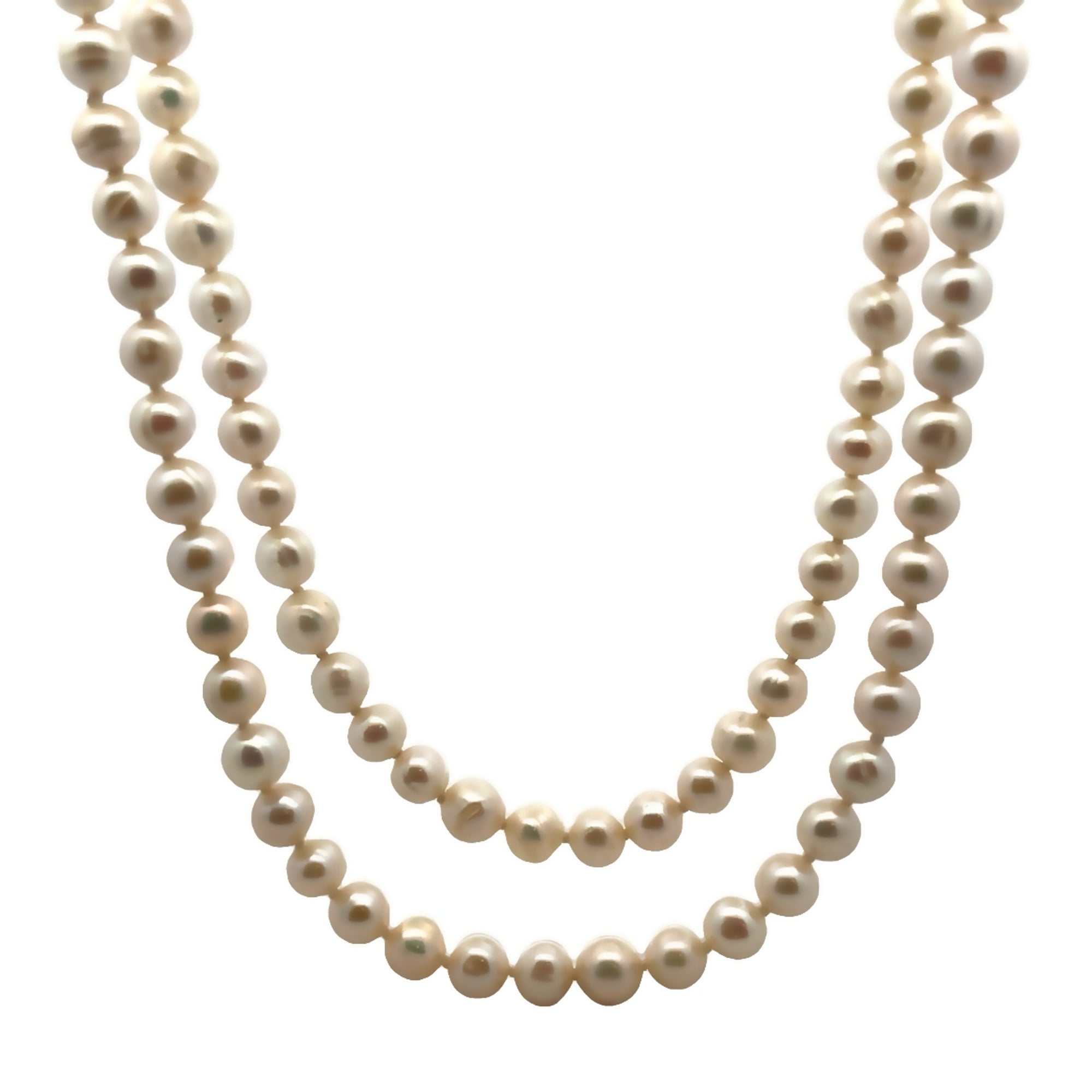 PEARL TWO STRAND CLASP NECKLACE