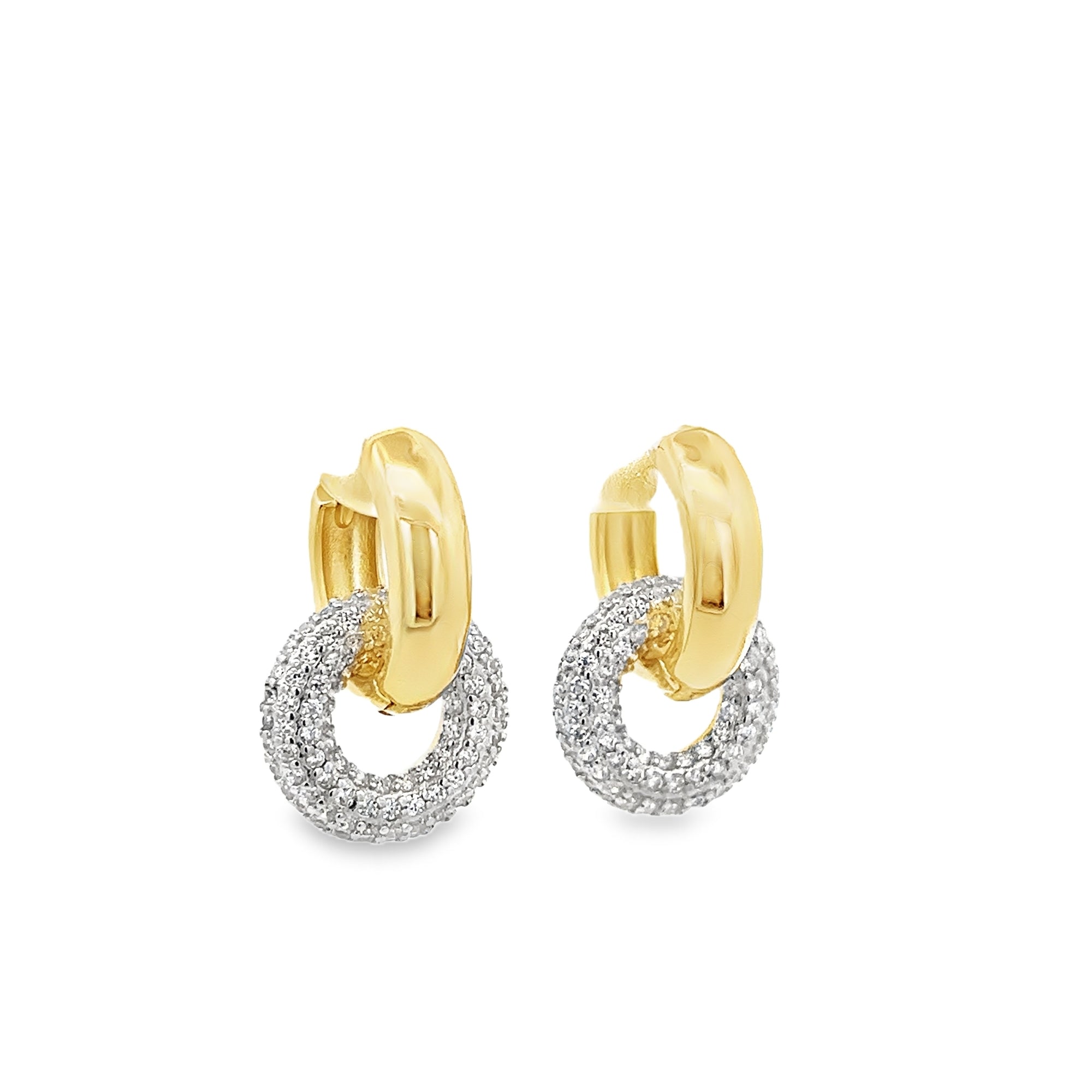 FLAT INTERLOCKING HOOPS WITH PAVÉ EARRINGS IN 925 GOLD PLATED