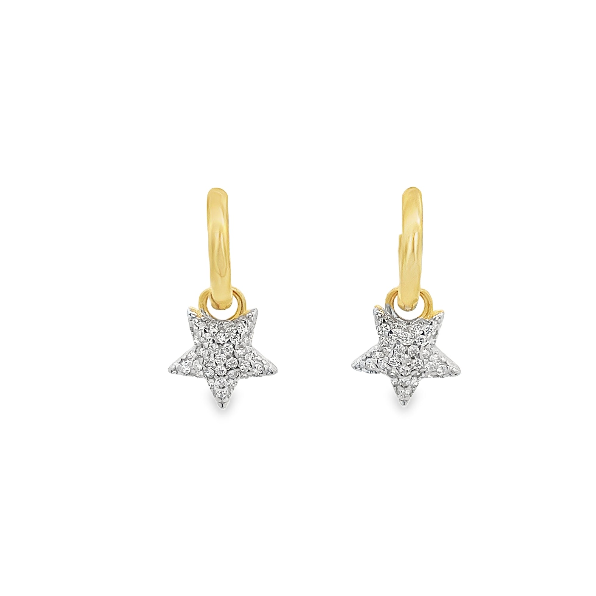 HOOP HANGING PAVÉ STAR EARRINGS IN 925 GOLD PLATED