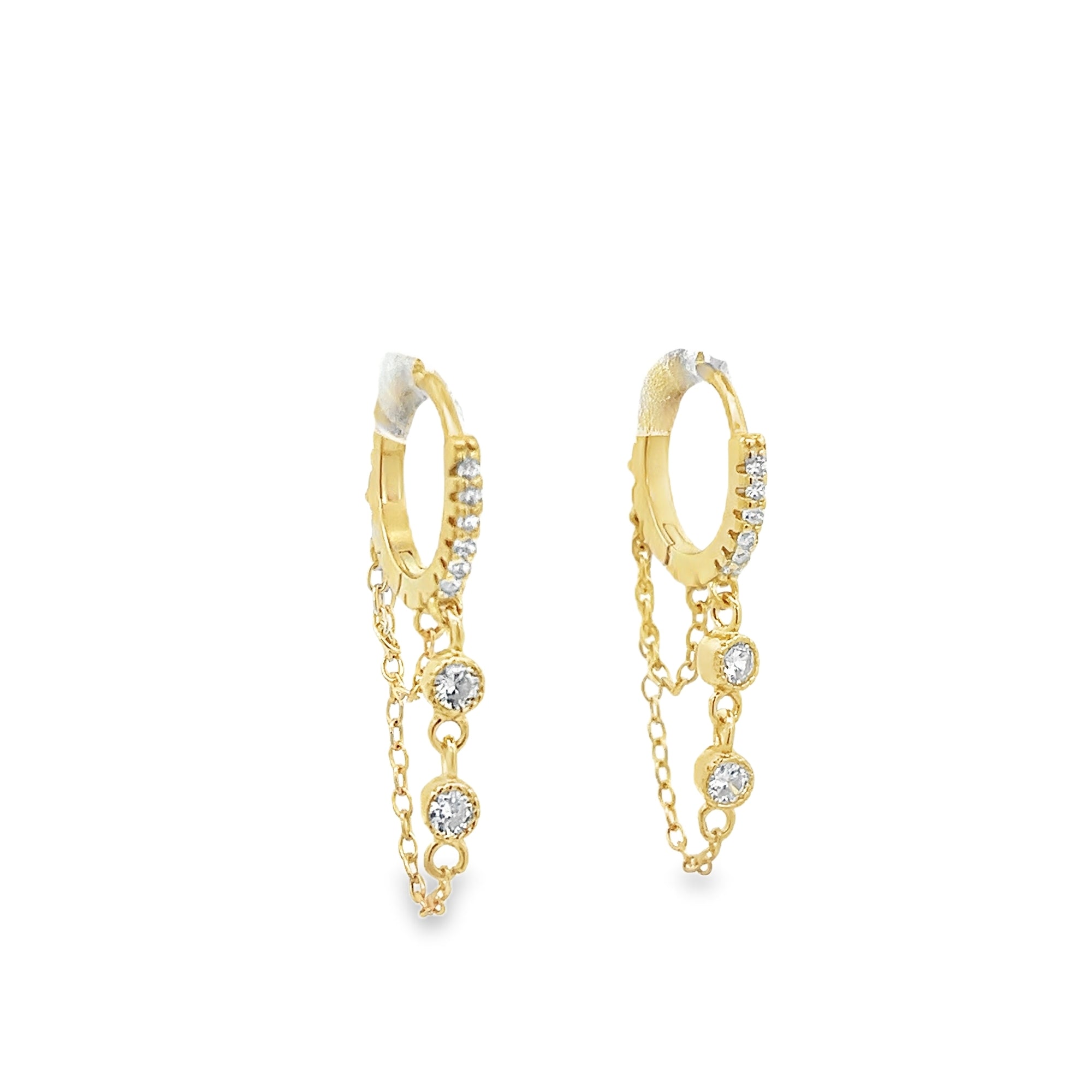 DOUBLE CHAIN HOOP EARRINGS IN 925 GOLD PLATED