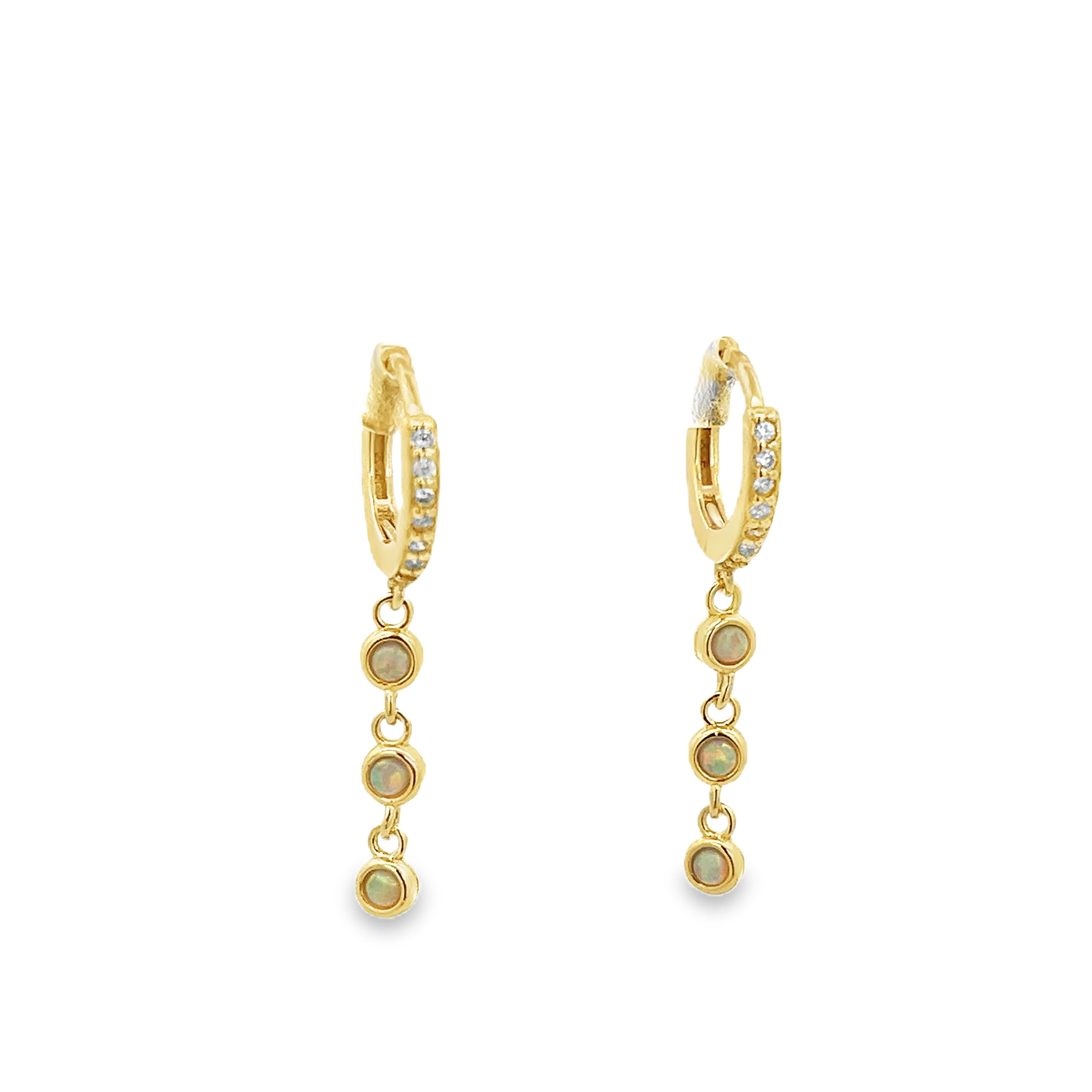 ROUND OPAL DROP EARRINGS SET IN 925 GOLD PLATED