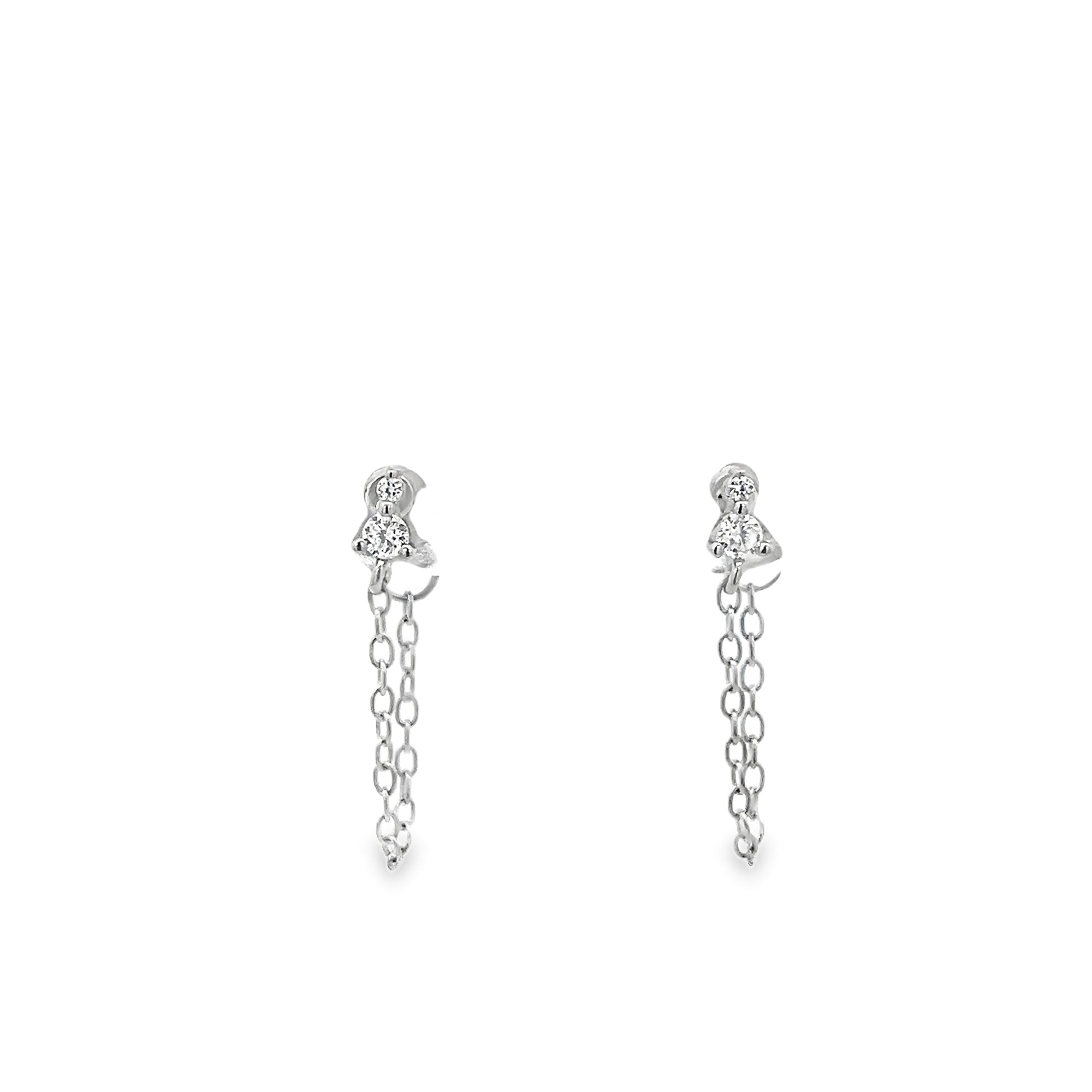 TWO STONES AND CHAIN STUDS EARRINGS IN 295