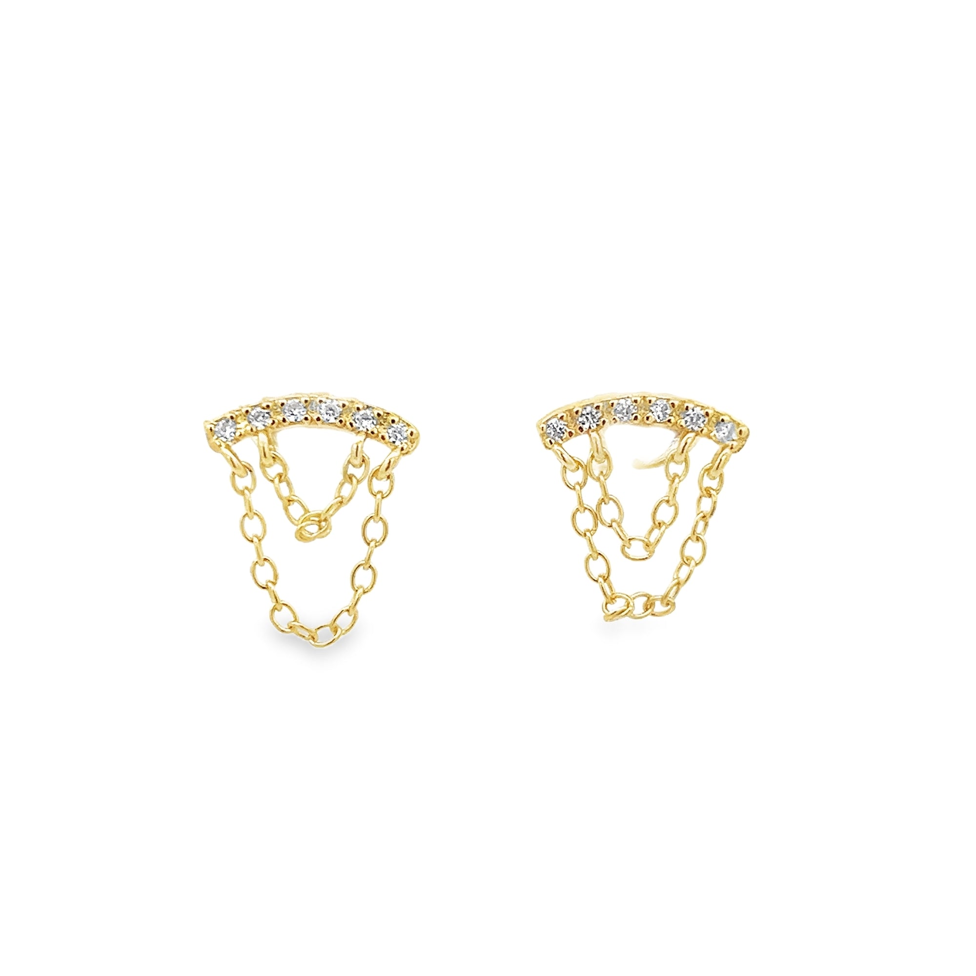 BAR HANGING CHAIN EARRINGS IN 925 GOLD PLATED