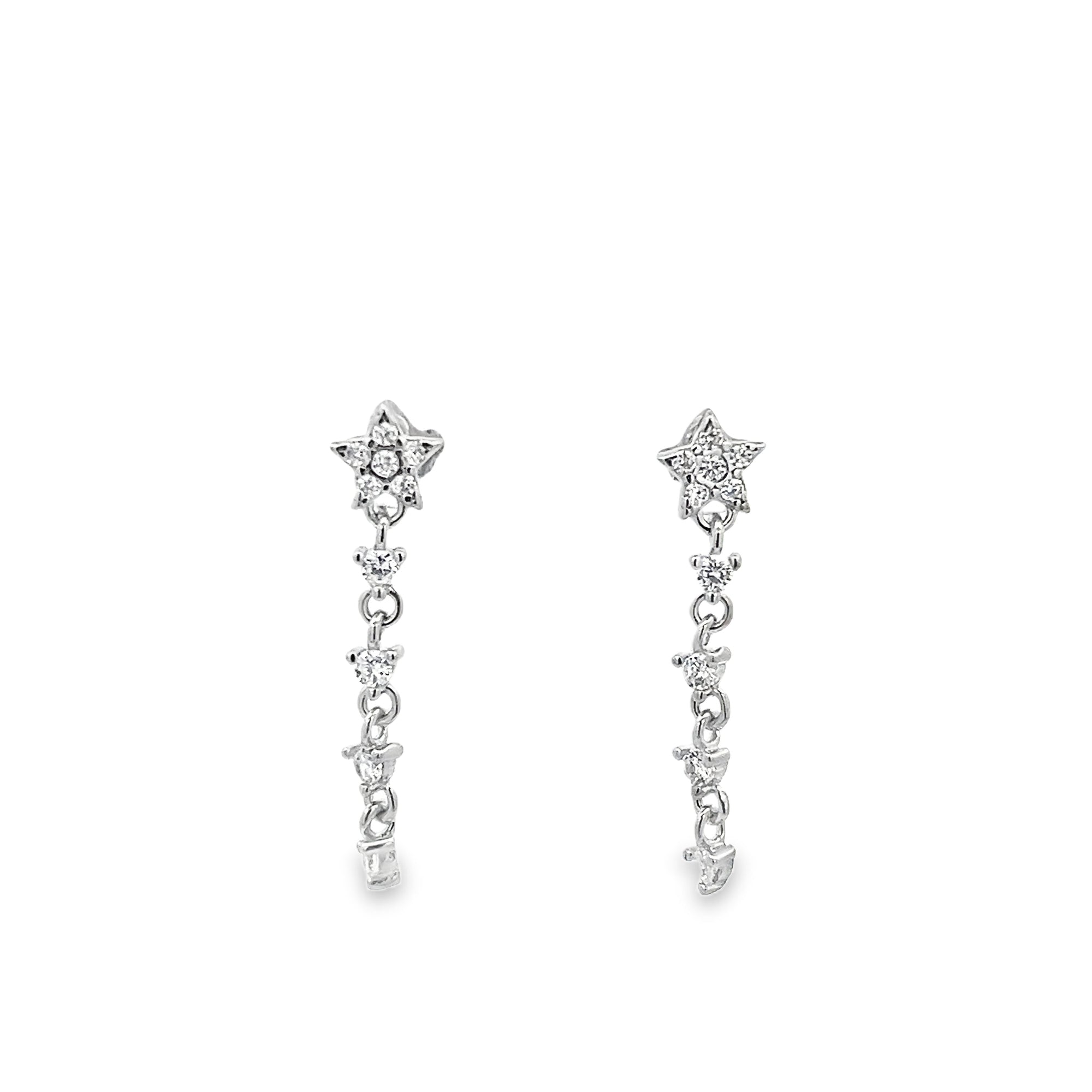 STAR LINE DROP EARRINGS IN 925 SILVER