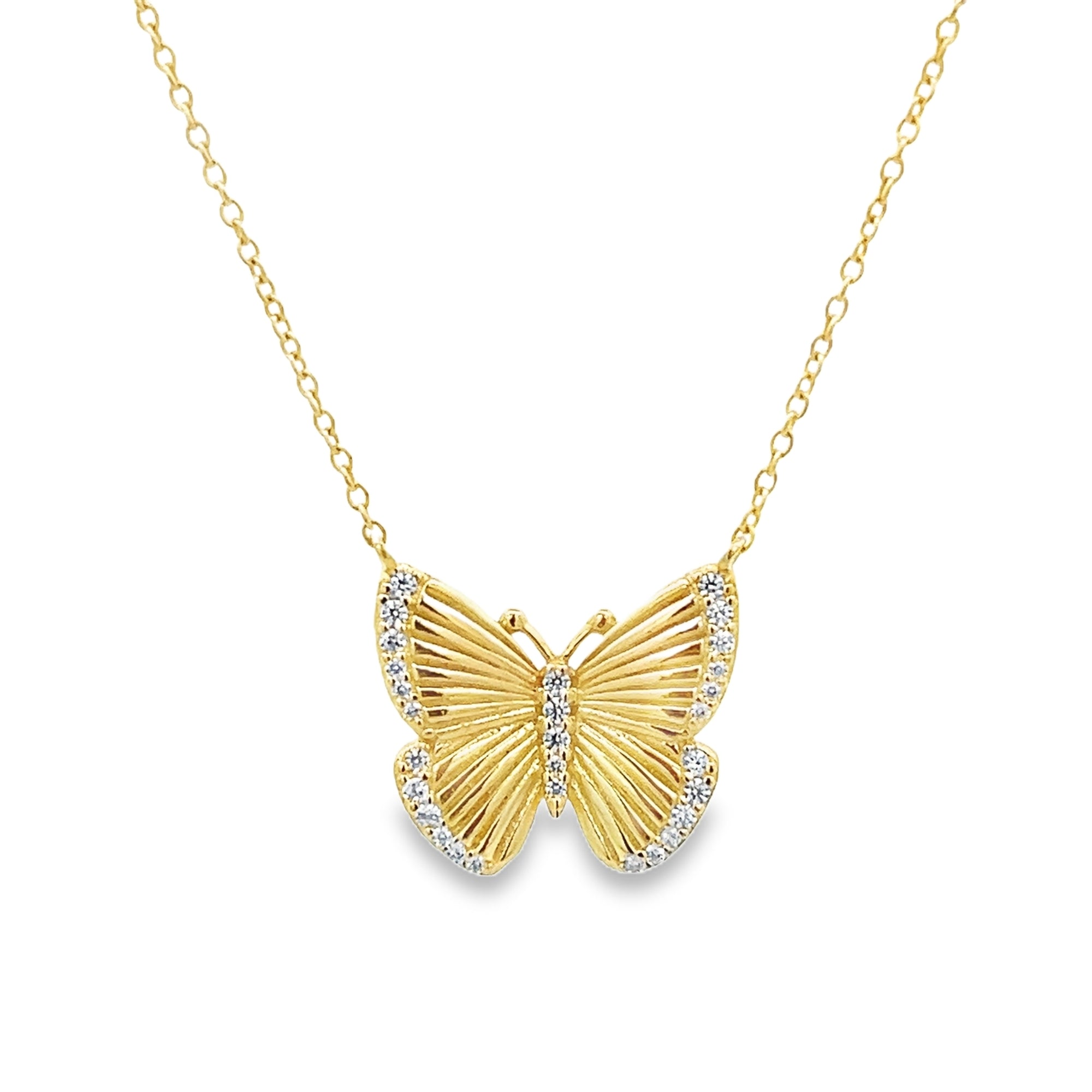 TEXTURED BUTTERFLY NECKLACE IN 925 GOLD PLATED