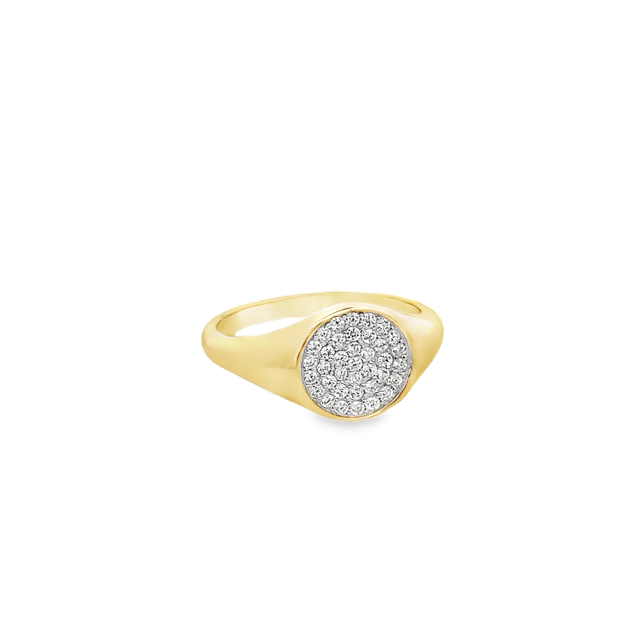 CIRCLE PAVÉ SIGNET RING IN 925 GOLD PLATED