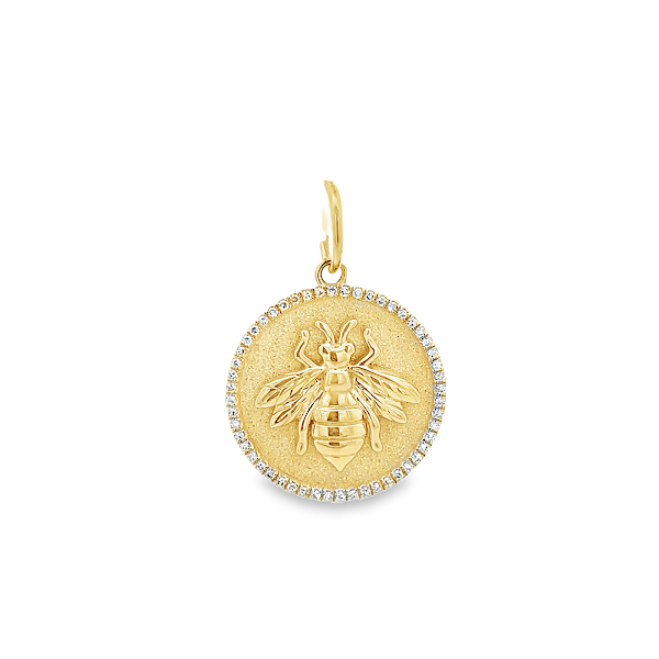 DIAMOND BEE COIN CHARM IN 14K YELLOW GOLD