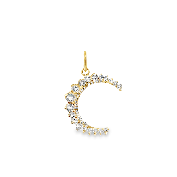 DIAMONDS HALF MOON CHARM SET IN 14K YELLOW GOLD