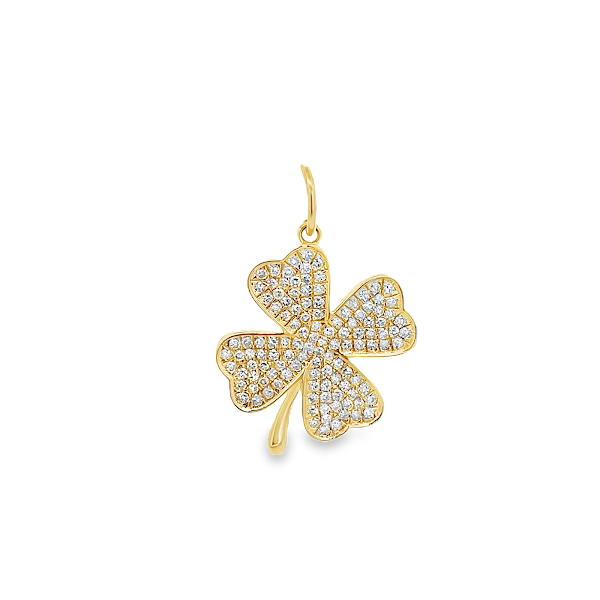 DIAMOND PAVÉ CLOVER CHARM SET IN 14K YELLOW GOLD