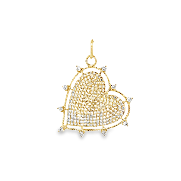 DIJE DE CORAZÓN CON PAVÉ DE DIAMANTES EN ORO AMARILLO DE 14 K