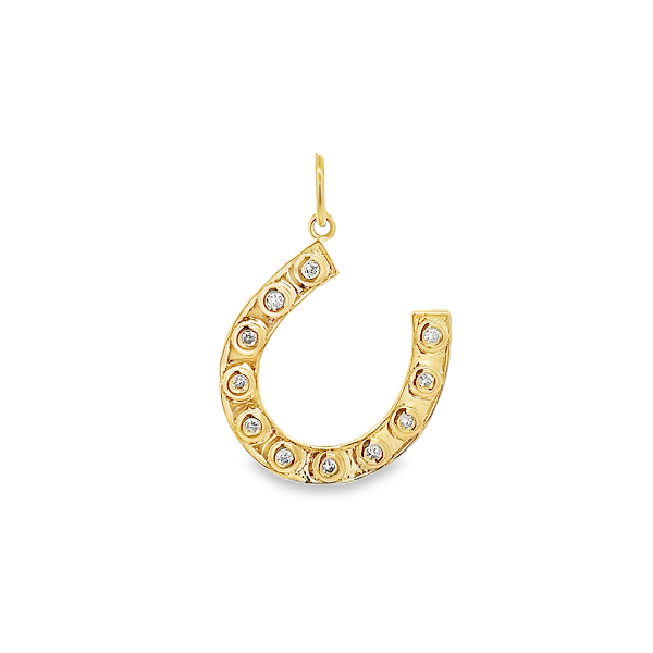 DIAMOND BIG HORSESHOE CHARM SET IN 14K YELLOW GOLD