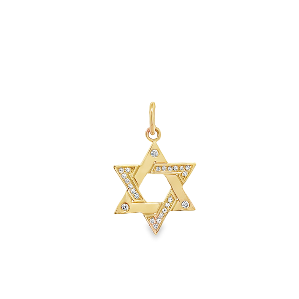 DIAMOND STAR OF DAVID CHARM SET IN 14K YELLOW GOLD