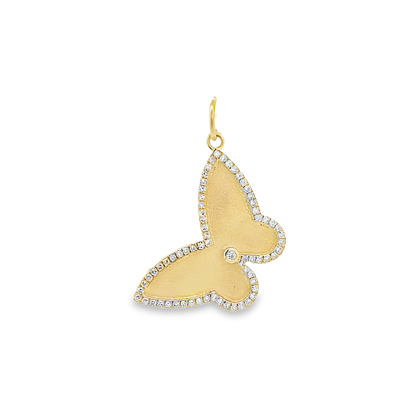 BUTTERFLY WITH DIAMOND HALO CHARM IN 14K YELLOW GOLD