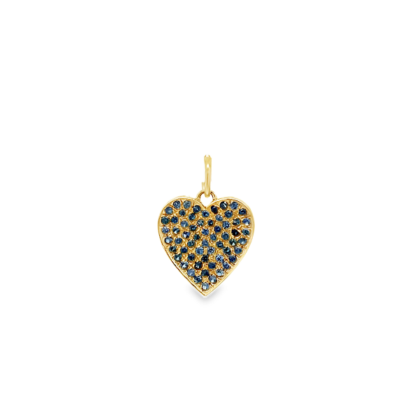 DIJE PEQUEÑO DE CORAZÓN CON PAVÉ DE ZAFIRO AZUL EN ORO AMARILLO DE 14 K