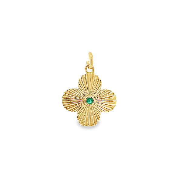 EMERALD CLOVER CHARM IN 14K YELLOW GOLD